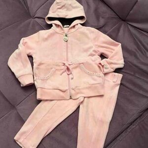 Trudi baby girls velour suit 18 mns Pink Hooded Tracksuit Set